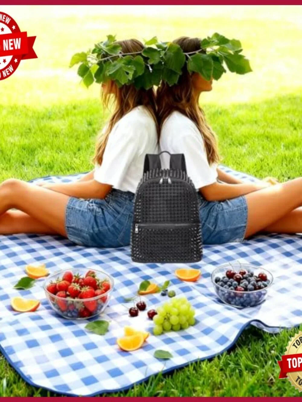 Large Studded Punk Backpack Canvas Daypack Travel Work Casual